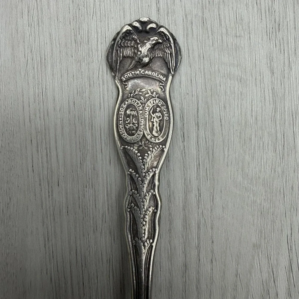 Antique Sterling Silver South Carolina State Souvenir Spoon 1893 Eagle Seal
